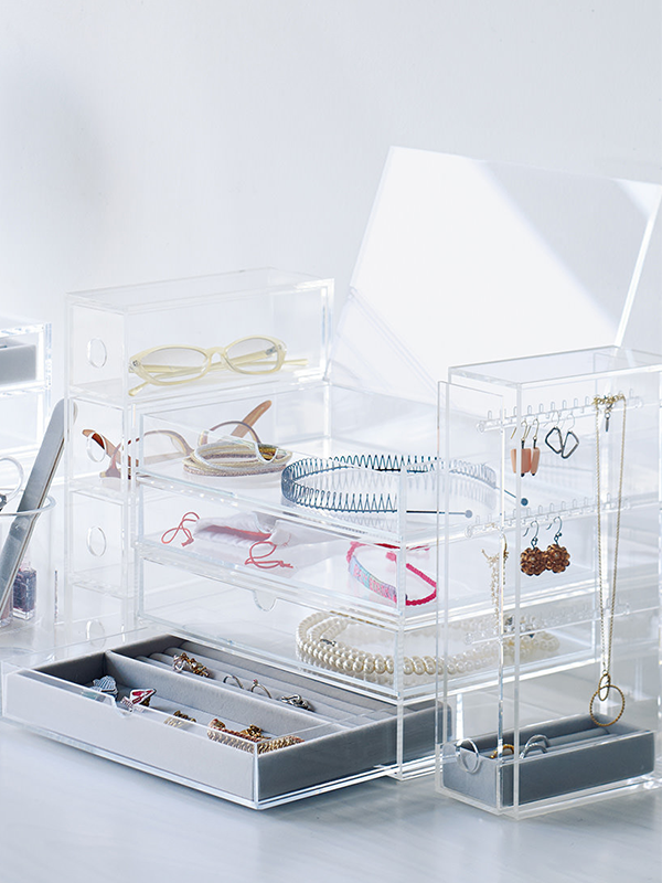 Clear Stackable Shirt & Accessory Drawer Case of 3