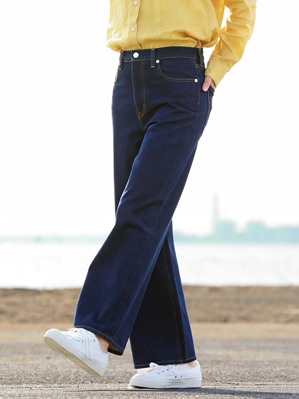 Lady Wide Leg Jeans Denim Pants Trouser Belt High Waist Loose Fit